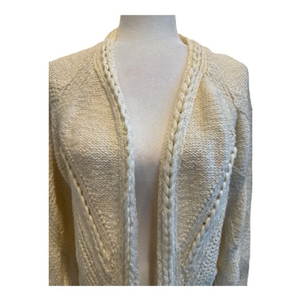 Anthropologie Women’s Cardigan Size XS Braided Pattern Cream - Picture 4 of 11